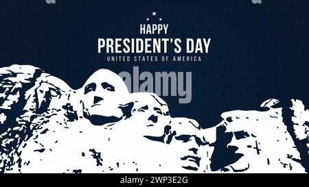 President`s Day background Design Vector illustration Rushmore USA Presidents with text and stars Stock Vector